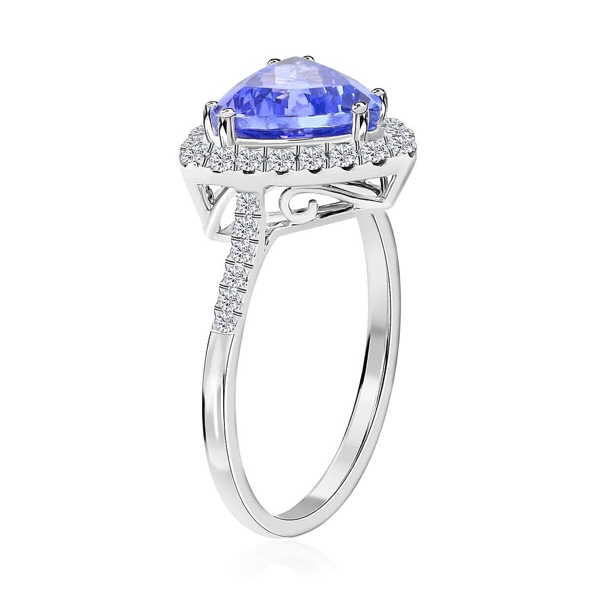 Certified & Appraised Luxoro 14K White Gold AAA Tanzanite and G-H I2 Diamond Ring (Size 6.5) 3.85 Grams 3.25 ctw image number 3