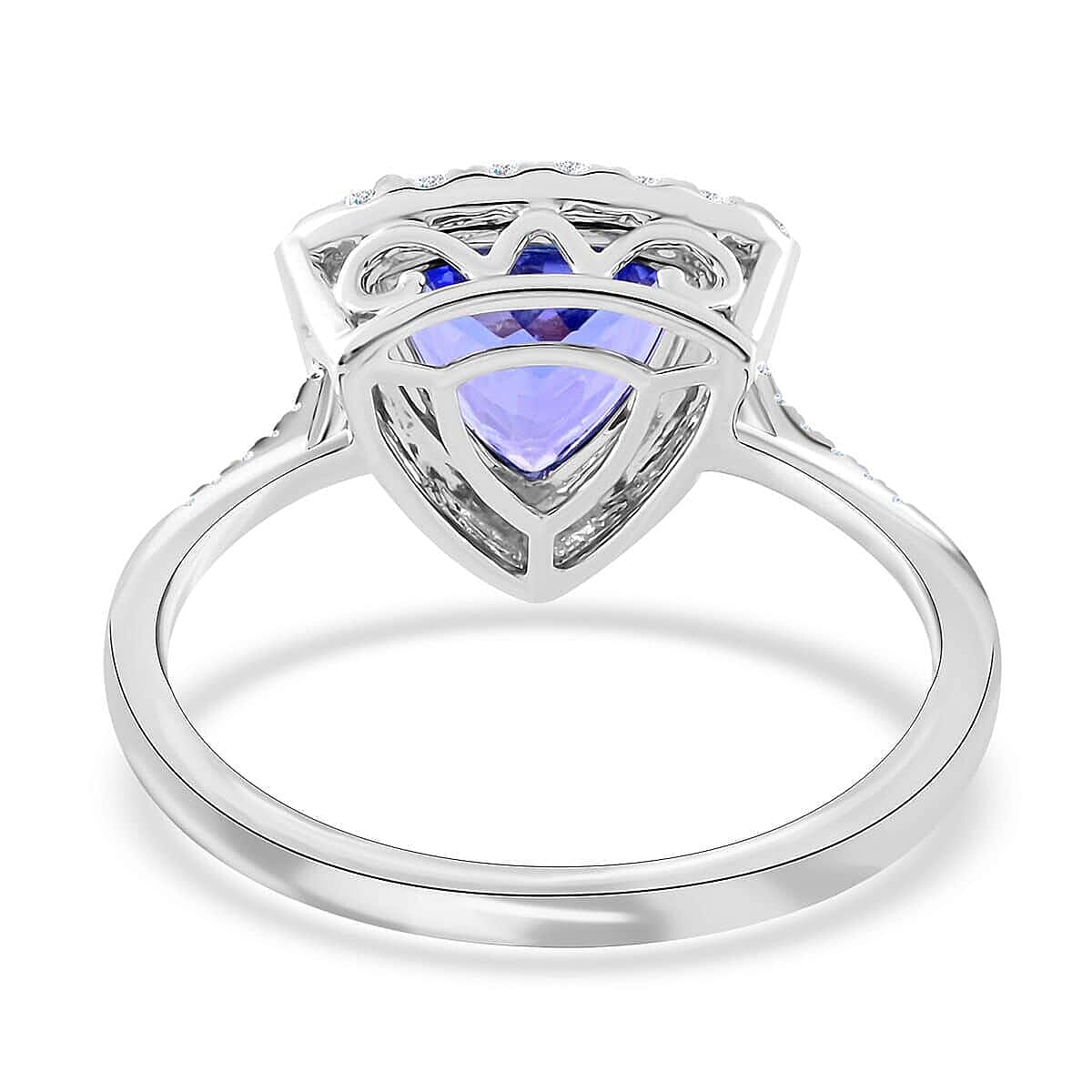 Certified & Appraised Luxoro 14K White Gold AAA Tanzanite and G-H I2 Diamond Ring (Size 8.5) 3.85 Grams 3.25 ctw image number 4