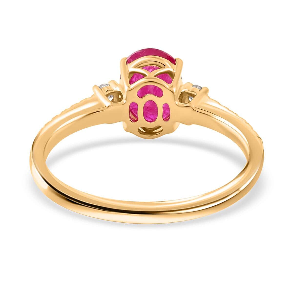 Certified & Appraised Luxoro 14K Yellow Gold AAA Montepuez Ruby and G-H I2 Diamond Ring (Size 6.5) 1.40 ctw image number 4