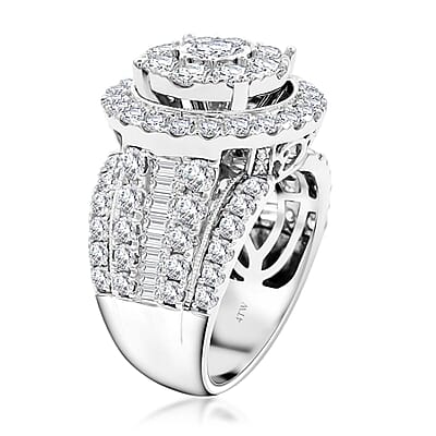 Rosy Blue Closeout 10K White Gold Diamond (G, I1-I2) Ring (Size 7.0) 9.60 Grams 4.00 ctw