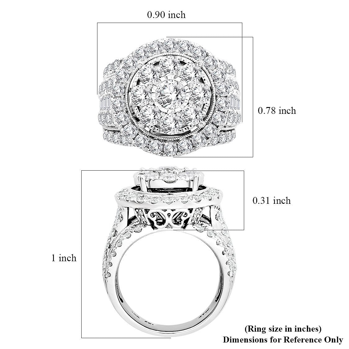 Rosy Blue Closeout 10K White Gold Diamond (G, I1-I2) Ring (Size 7.0) 9.60 Grams 4.00 ctw