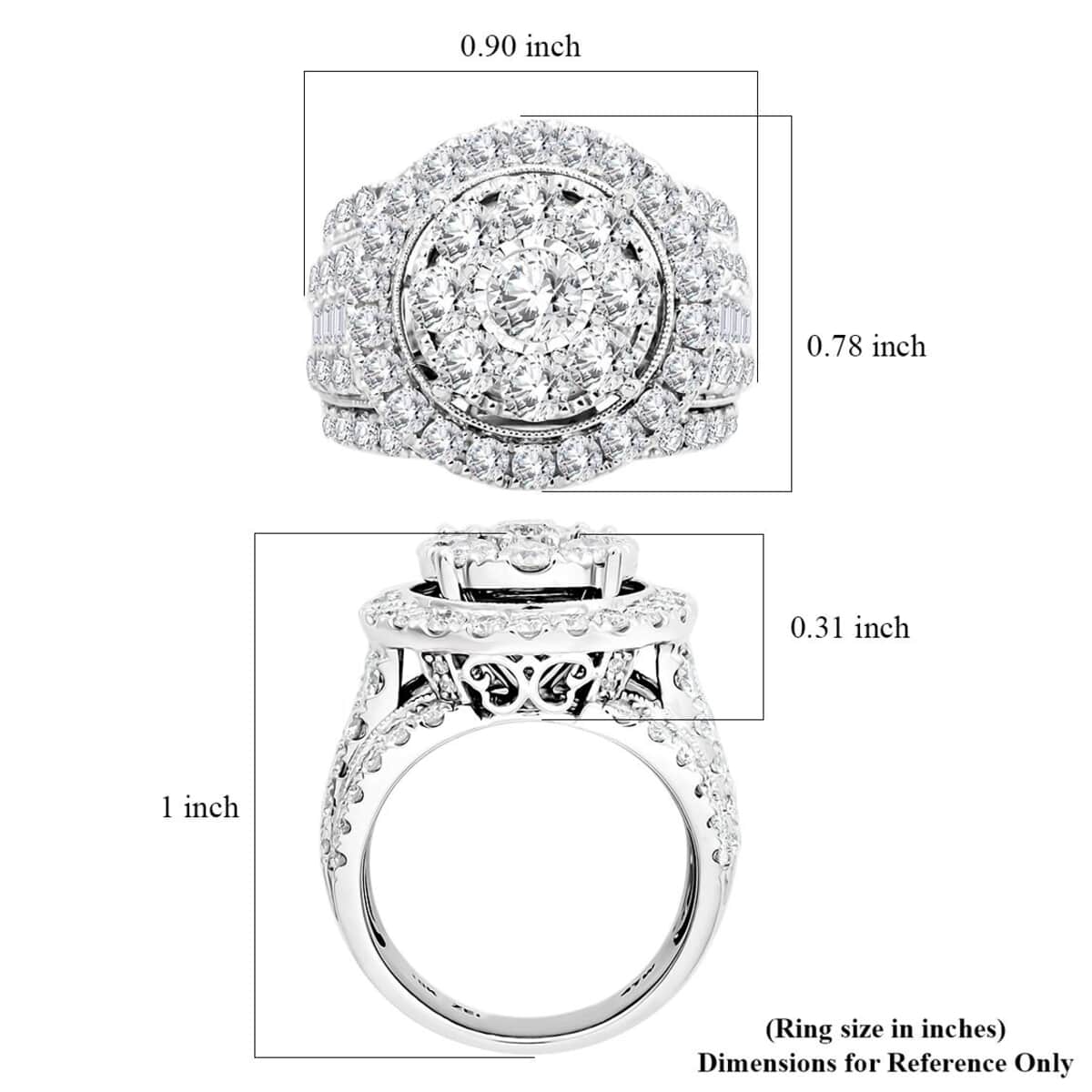 Rosy Blue Closeout 10K White Gold Diamond (G, I1-I2) Ring (Size 7.0) 9.60 Grams 4.00 ctw image number 5