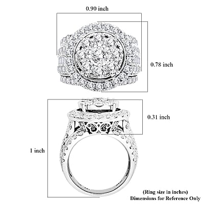 Rosy Blue Closeout 10K White Gold Diamond (G, I1-I2) Ring (Size 7.0) 9.60 Grams 4.00 ctw