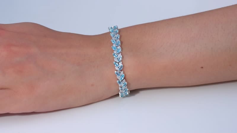 Madagascar Paraiba Apatite and White Zircon Bracelet in Platinum Over Sterling Silver (6.50 In) 7.90 ctw