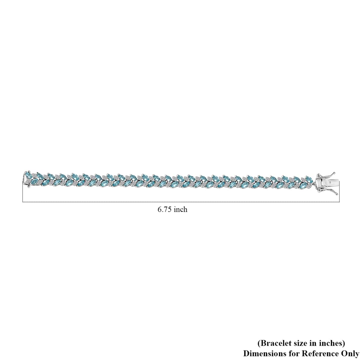 Betroka Blue Apatite and White Zircon Leaf Bracelet in Platinum Over Sterling Silver (6.50 In) 9.15 ctw image number 4