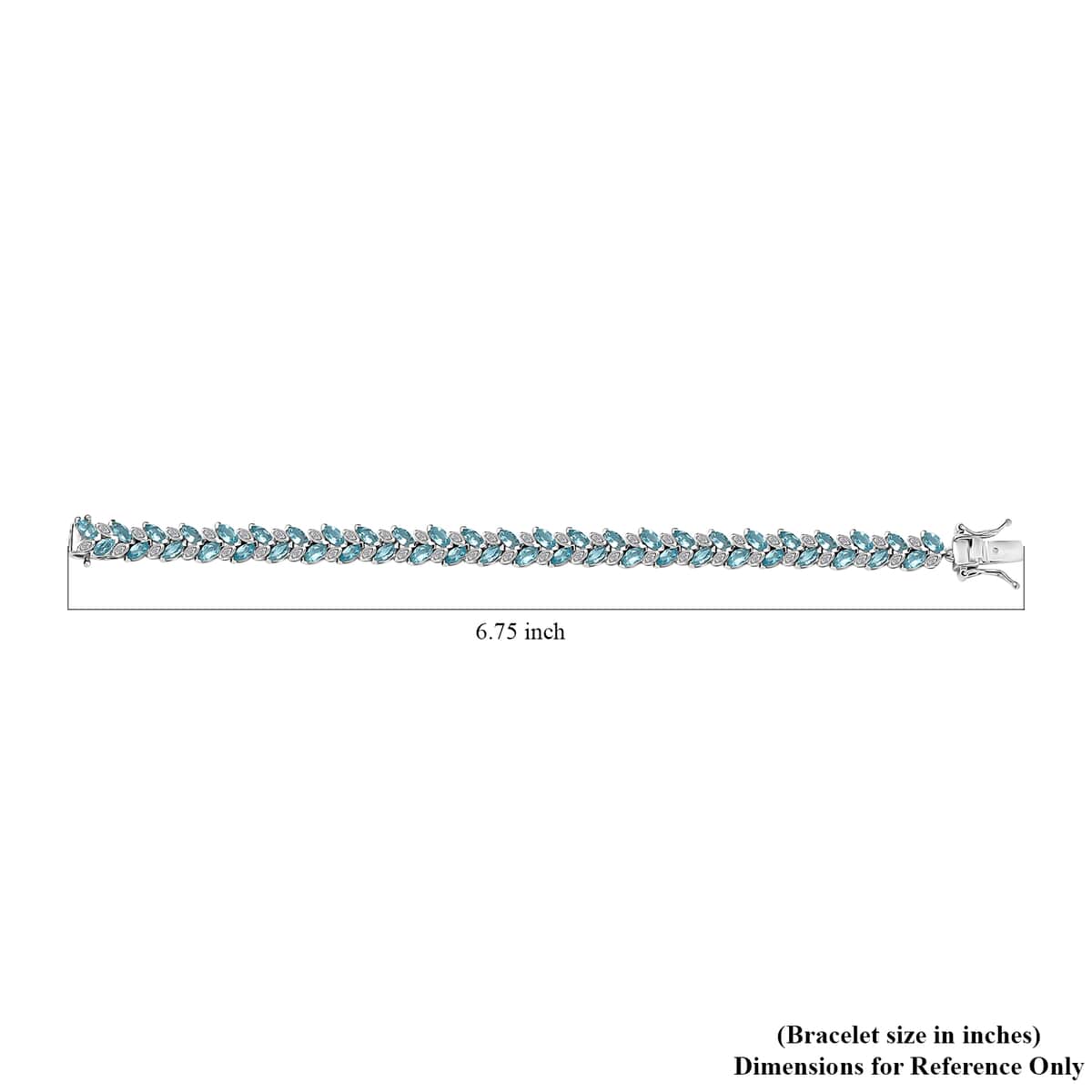 Madagascar Paraiba Apatite and White Zircon Bracelet in Platinum Over Sterling Silver (6.50 In) 7.90 ctw image number 4