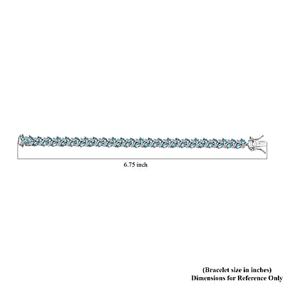 Betroka Blue Apatite and White Zircon Leaf Bracelet in Platinum Over Sterling Silver (6.50 In) 9.15 ctw