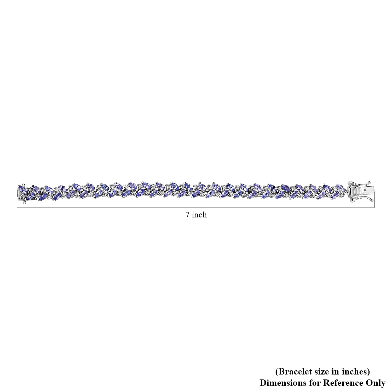 Tanzanite and White Zircon Bracelet in Platinum Over Sterling Silver (8.00 In) 7.60 ctw