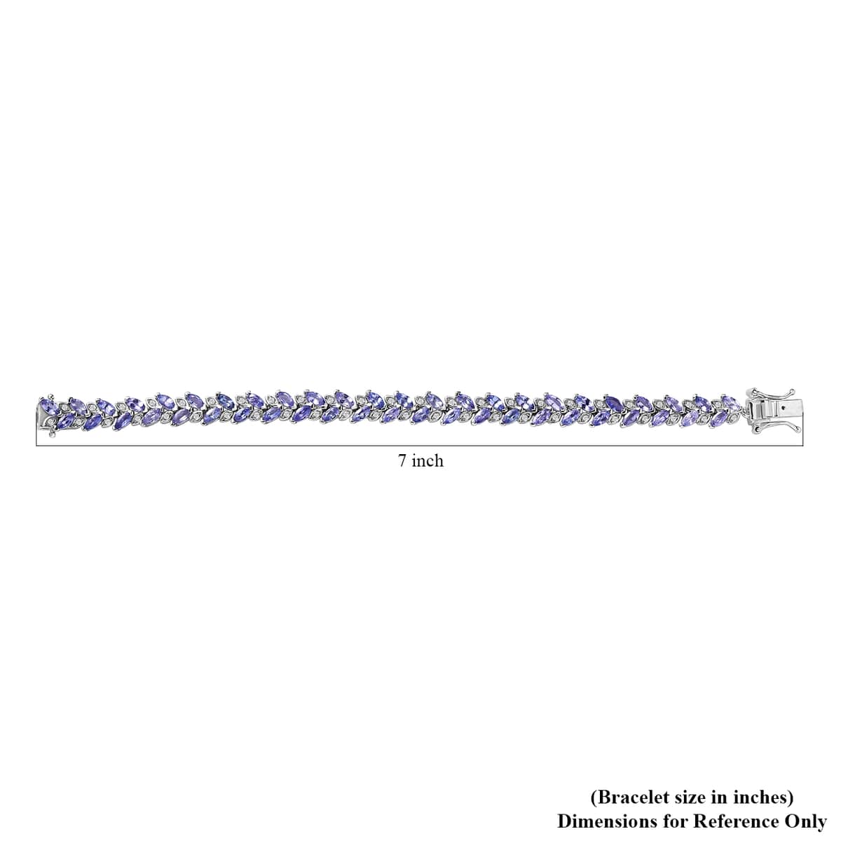 Tanzanite and White Zircon Bracelet in Platinum Over Sterling Silver (8.00 In) 7.60 ctw image number 4