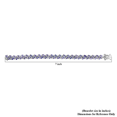 Tanzanite and White Zircon Bracelet in Platinum Over Sterling Silver (8.00 In) 7.60 ctw