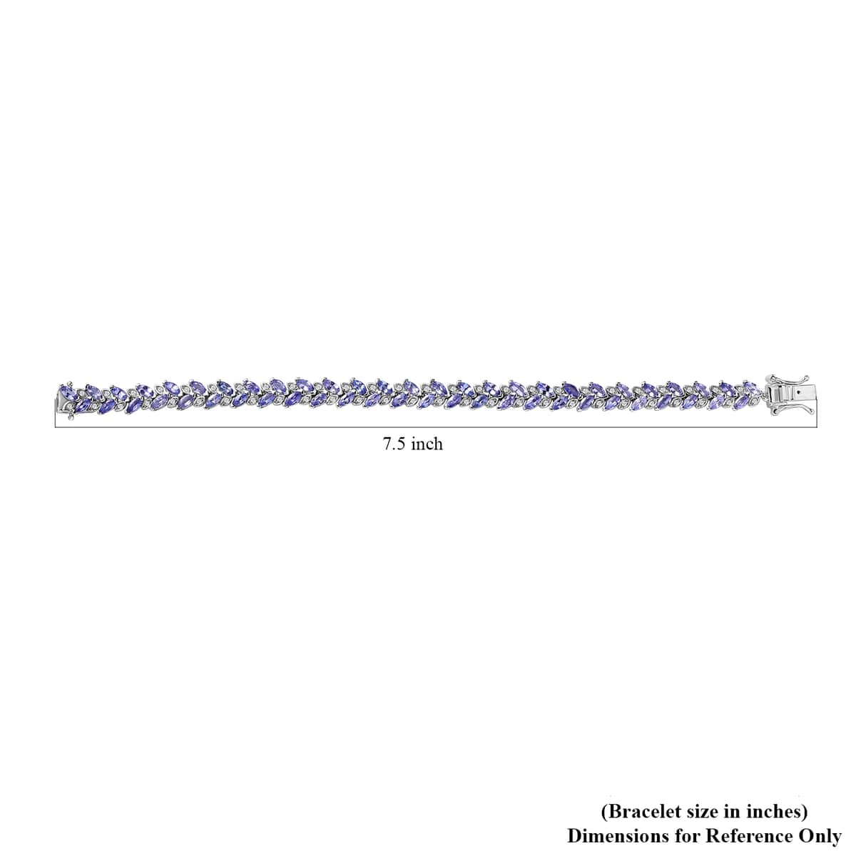 Tanzanite and White Zircon Leaf Bracelet in Platinum Over Sterling Silver (7.25 In) 9.20 ctw image number 4