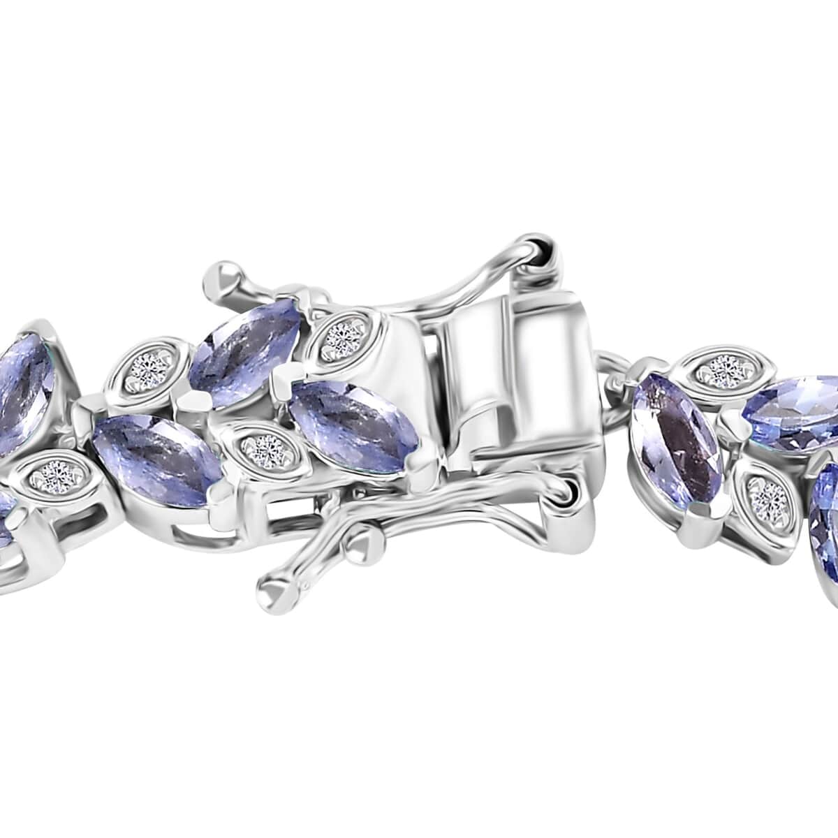 Tanzanite and White Zircon Leaf Bracelet in Platinum Over Sterling Silver (8.00 In) 9.90 ctw image number 3