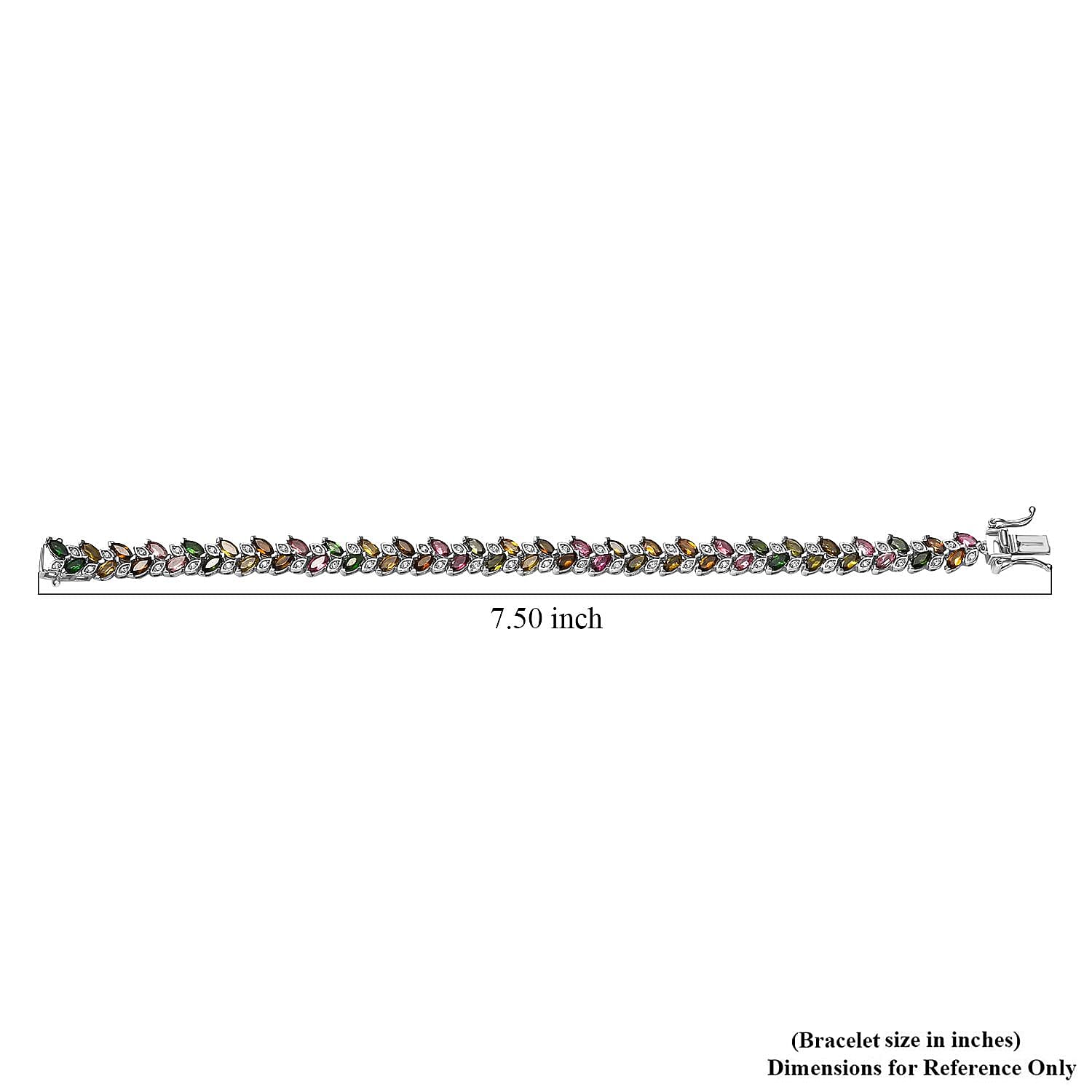 Buy Multi-Tourmaline and White Zircon Leaf Bracelet in