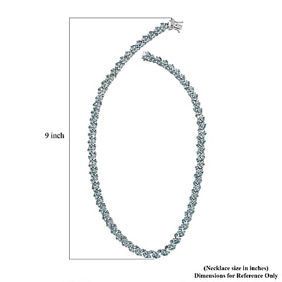 Betroka Blue Apatite and White Zircon Leaf Necklace 18 Inches in Platinum Over Sterling Silver 23.60 ctw