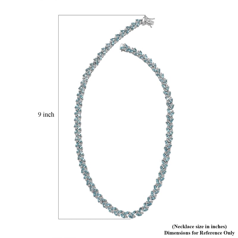 Betroka Blue Apatite and White Zircon Leaf Necklace 18 Inches in Platinum Over Sterling Silver 23.60 ctw