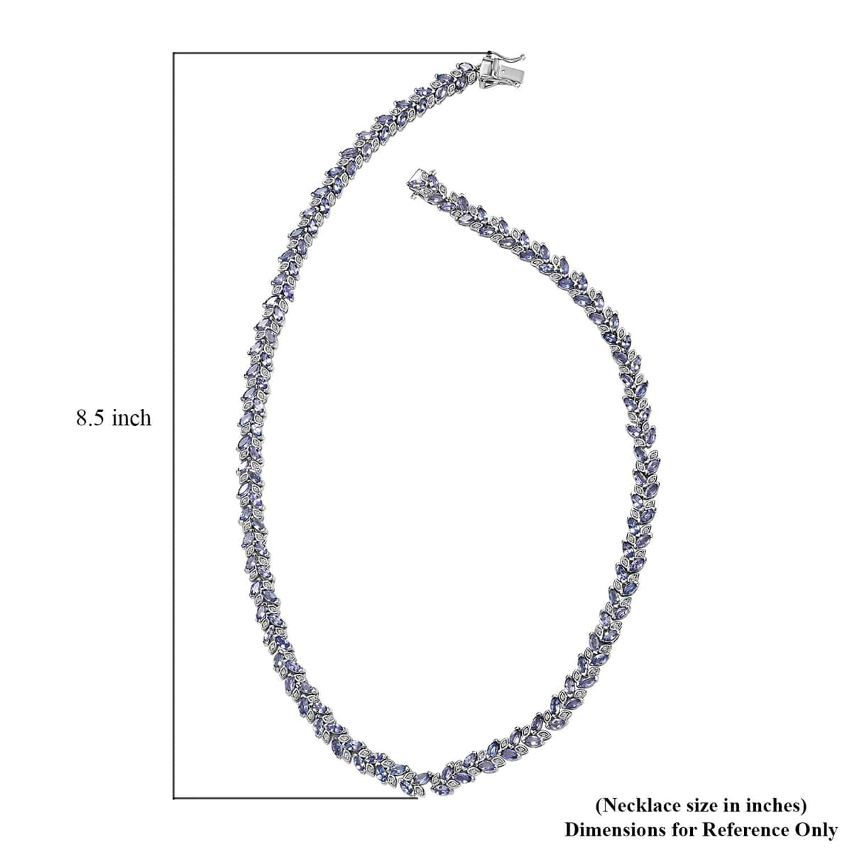 Tanzanite and White Zircon Leaf Necklace 18 Inches in Platinum Over Sterling Silver 25.15 ctw image number 5