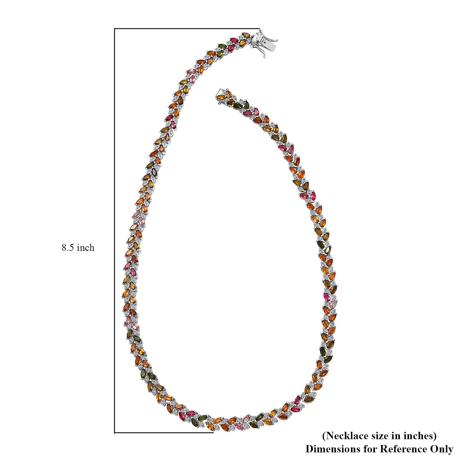 D'Joy Multi-Tourmaline and White Zircon Leaf Necklace 18 Inches in Platinum Over Sterling Silver 24.50 ctw