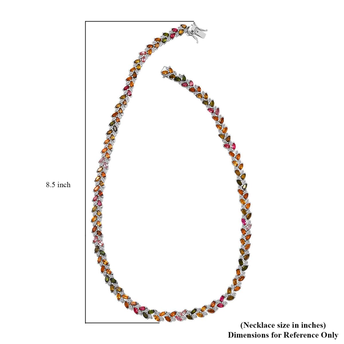 Multi-Tourmaline and White Zircon Leaf Necklace 18 Inches in Platinum Over Sterling Silver 24.50 ctw image number 5