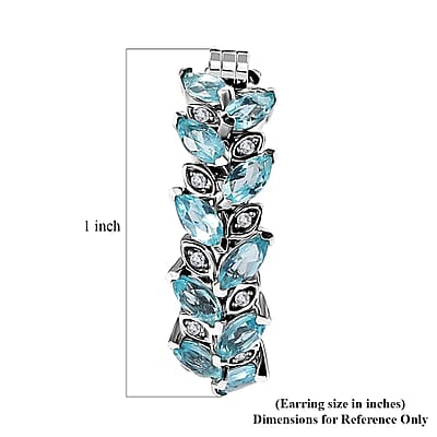 Betroka Blue Apatite and White Zircon Leaf Hoop Earrings in Platinum Over Sterling Silver 3.60 ctw
