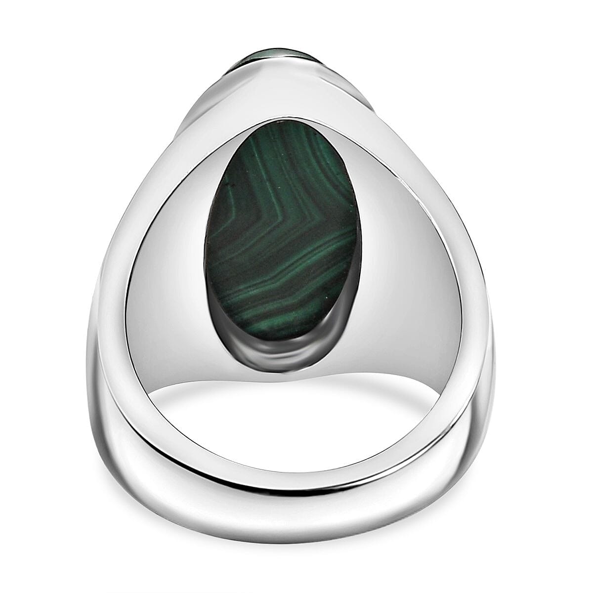 African Malachite 10.50 ctw Ring in Stainless Steel (Size 8.0)