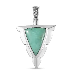 Artisan Crafted Sierra Nevada Turquoise Arrow Head Men's Pendant in Black Oxidized Sterling Silver 9.80 ctw