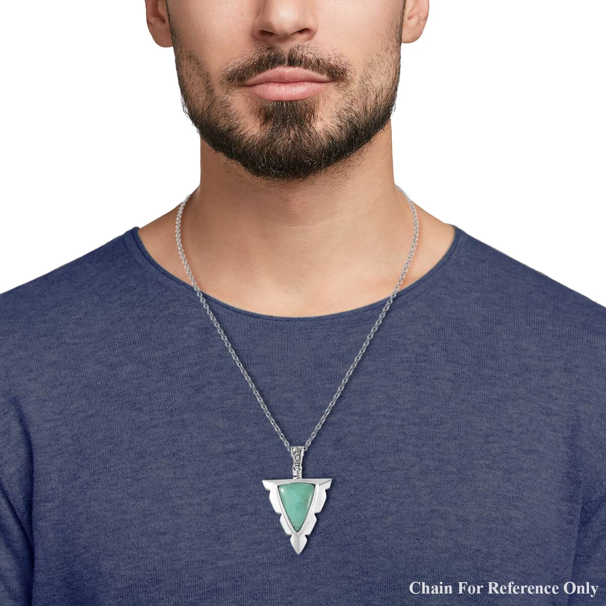 Artisan Crafted Sierra Nevada Turquoise Arrow Head Men's Pendant in Black Oxidized Sterling Silver 9.80 ctw image number 2