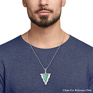 D'Joy Artisan Crafted Sierra Nevada Turquoise Arrow Head Men's Pendant without Chain in Black Oxidized Sterling Silver 9.80 ctw