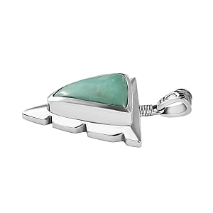 D'Joy Artisan Crafted Sierra Nevada Turquoise Arrow Head Men's Pendant without Chain in Black Oxidized Sterling Silver 9.80 ctw