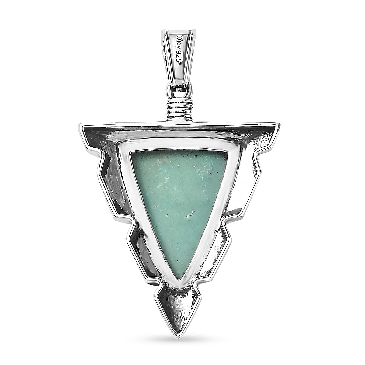 D'Joy Artisan Crafted Sierra Nevada Turquoise Arrow Head Men's Pendant without Chain in Black Oxidized Sterling Silver 9.80 ctw