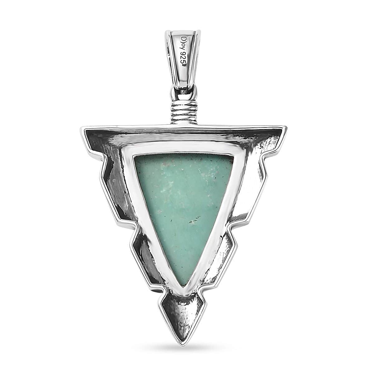 Artisan Crafted Sierra Nevada Turquoise Arrow Head Men's Pendant in Black Oxidized Sterling Silver 9.80 ctw image number 4