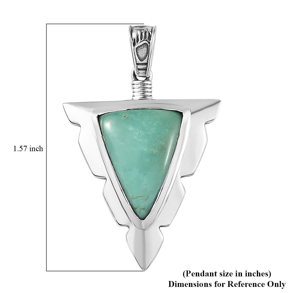 D'Joy Artisan Crafted Sierra Nevada Turquoise Arrow Head Men's Pendant without Chain in Black Oxidized Sterling Silver 9.80 ctw