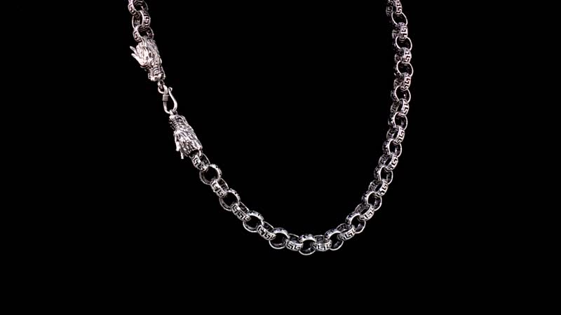 Bali Legacy Sterling Silver Dragon Heads Rolo Necklace 20 Inches 54.80 Grams