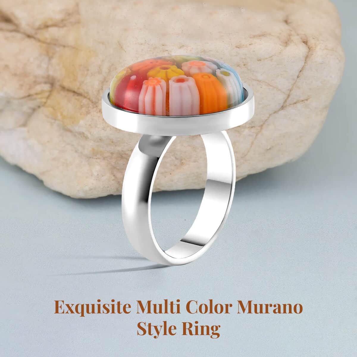 Multi Color Murano Style Ring in Stainless Steel (Size 10.0) image number 2