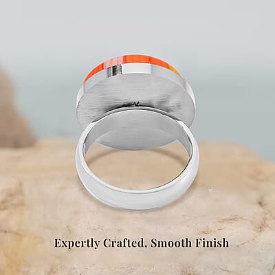 Multi Color Murano Style Ring in Stainless Steel (Size 10.0)
