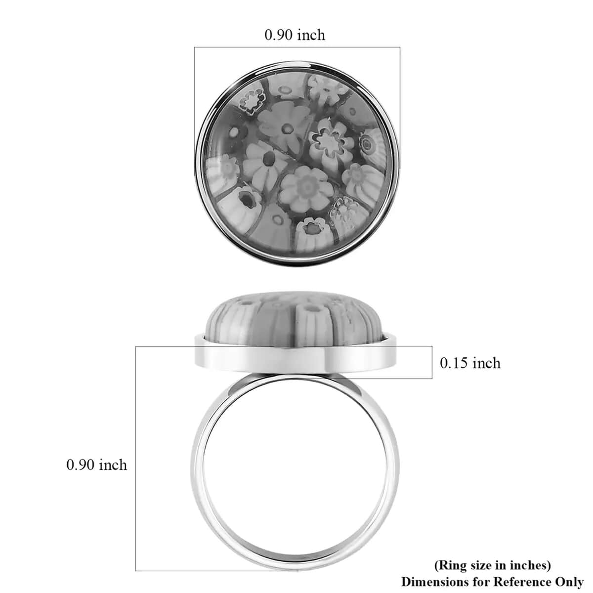 Multi Color Murano Style Ring in Stainless Steel (Size 10.0) image number 6