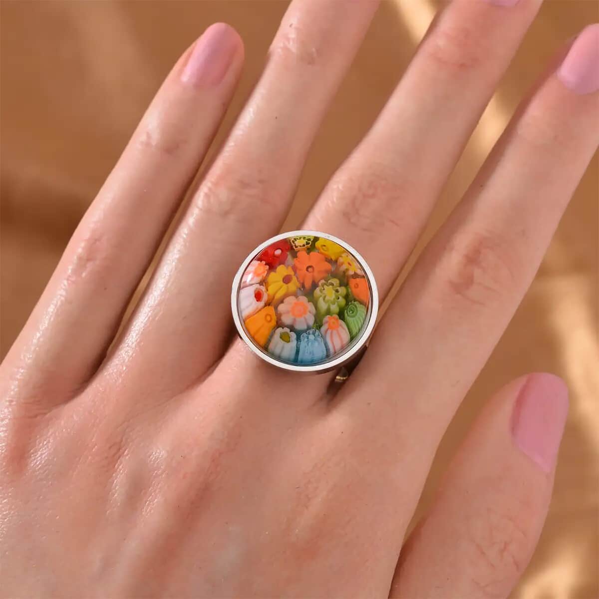 Multi Color Murano Style Ring in Stainless Steel (Size 10.0) image number 7