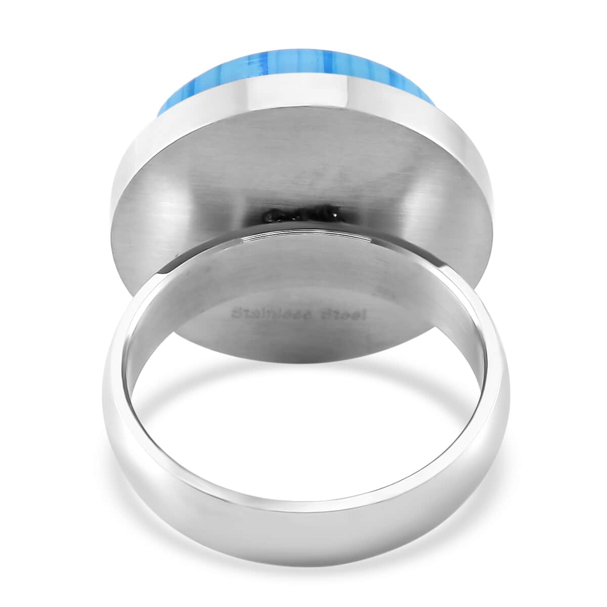 Blue Color Murano Style Ring in Stainless Steel (Size 10.0) image number 3