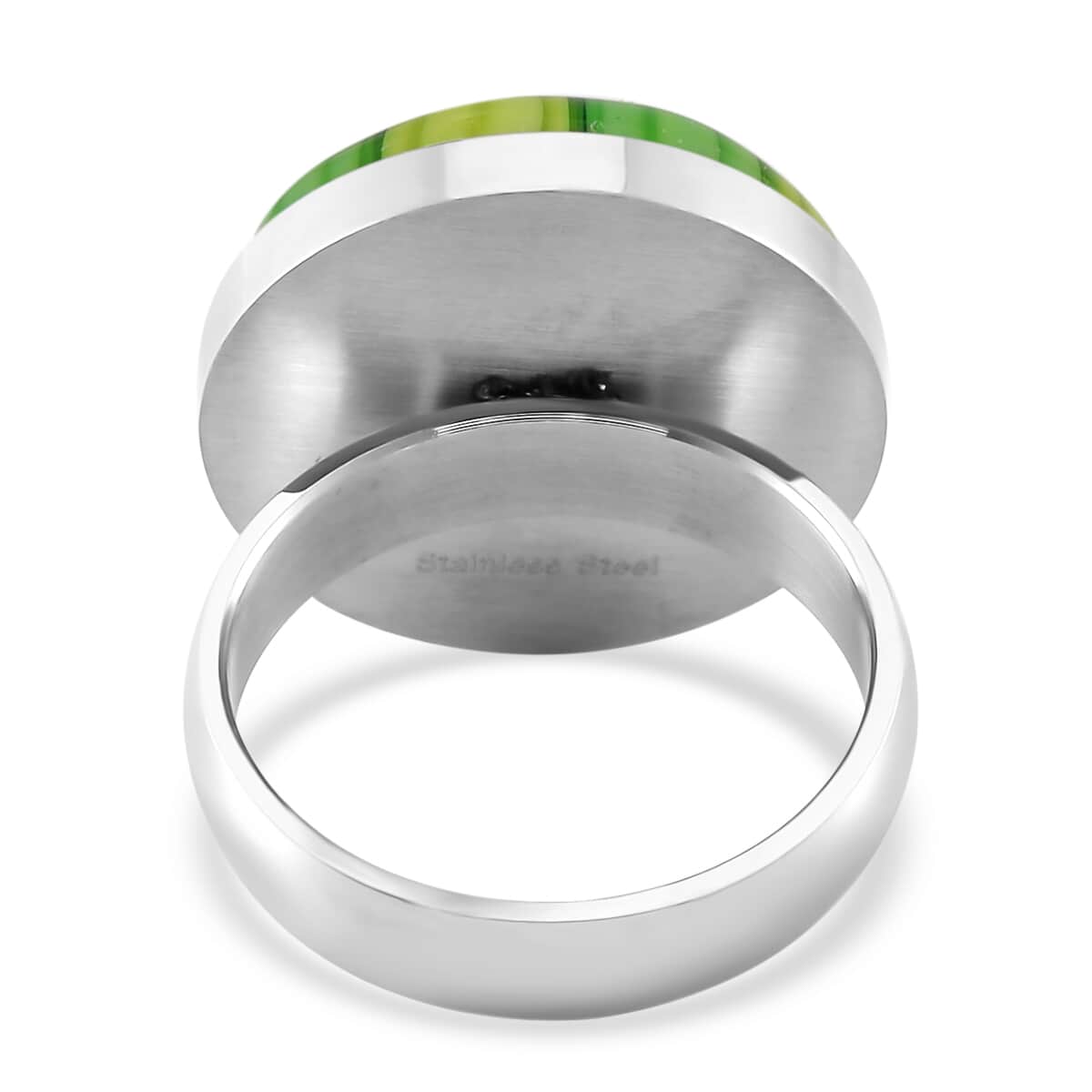 Green Color Murano Style Ring in Stainless Steel (Size 10.0) image number 3