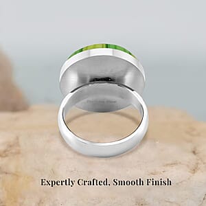 Green Color Murano Style Ring in Stainless Steel (Size 8.0)
