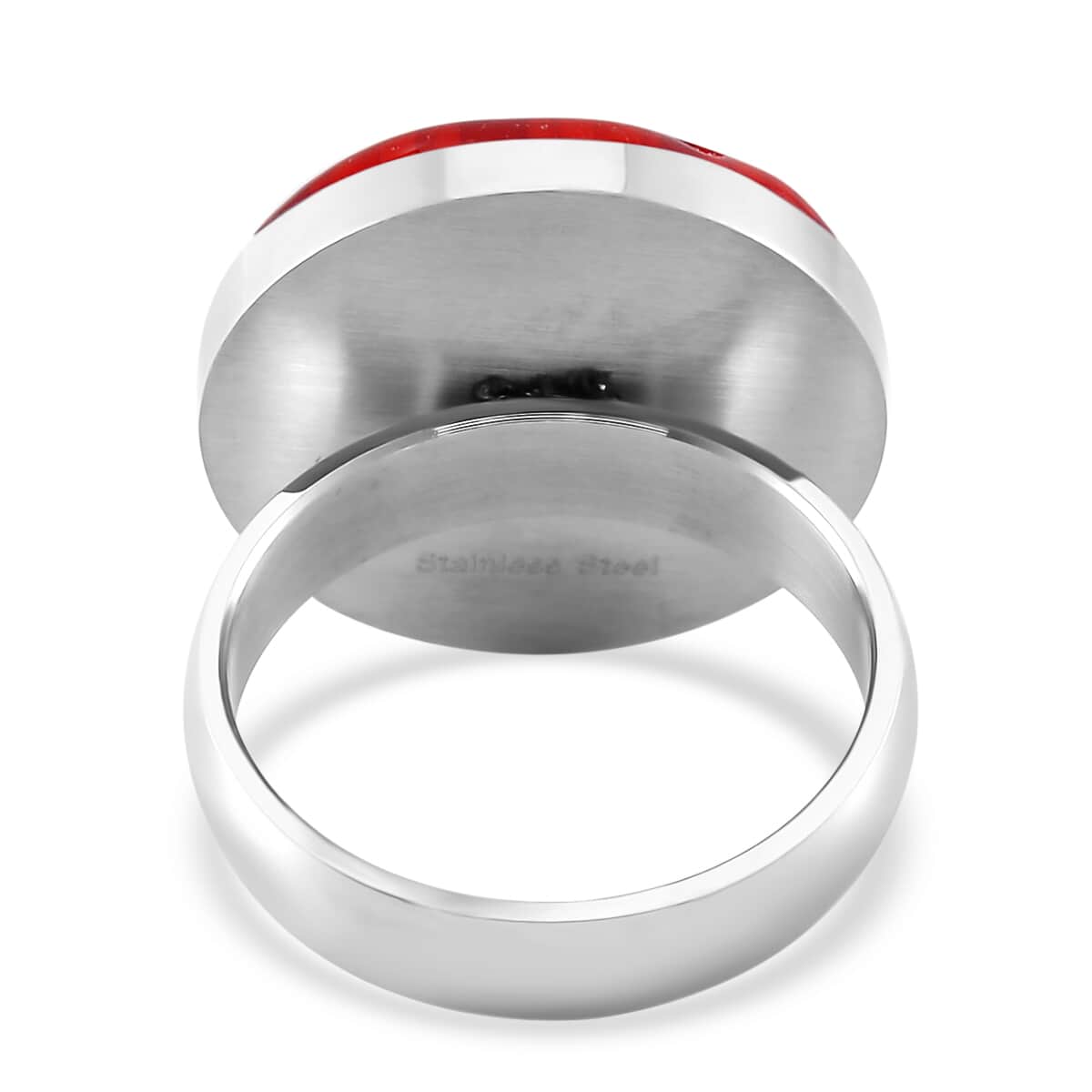 Red Color Murano Style Ring in Stainless Steel (Size 10.0) image number 3