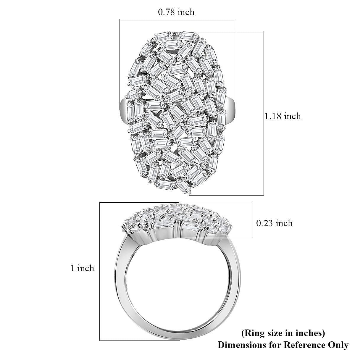 GP Art Deco Collection White Zircon Ring in Rhodium Over Sterling Silver (Size 10.0) 5.00 ctw