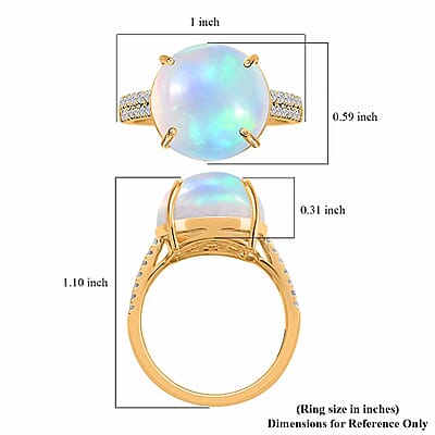 Certified & Appraised Luxoro 14K Yellow Gold AAA Ethiopian Welo Opal and G-H I2 White Diamond Ring (Size 5.0) 6.10 ctw