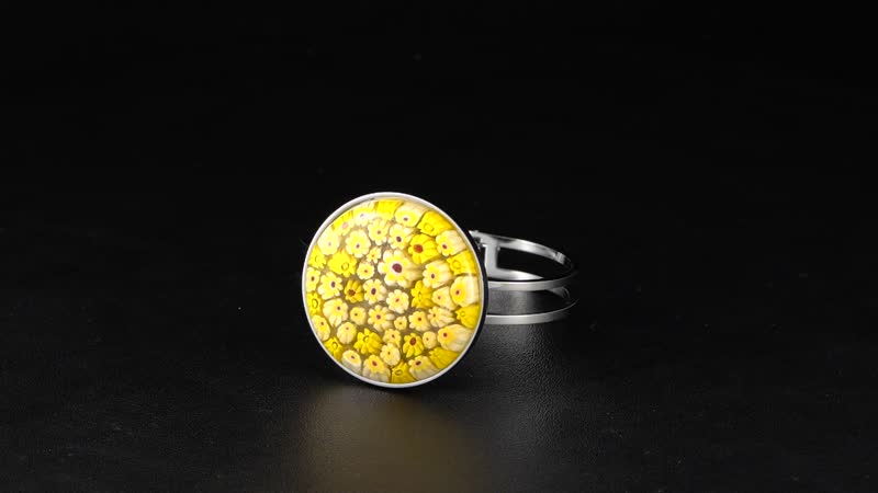 Yellow Color Murano Style Bangle Bracelet in Stainless Steel (6.50 In)
