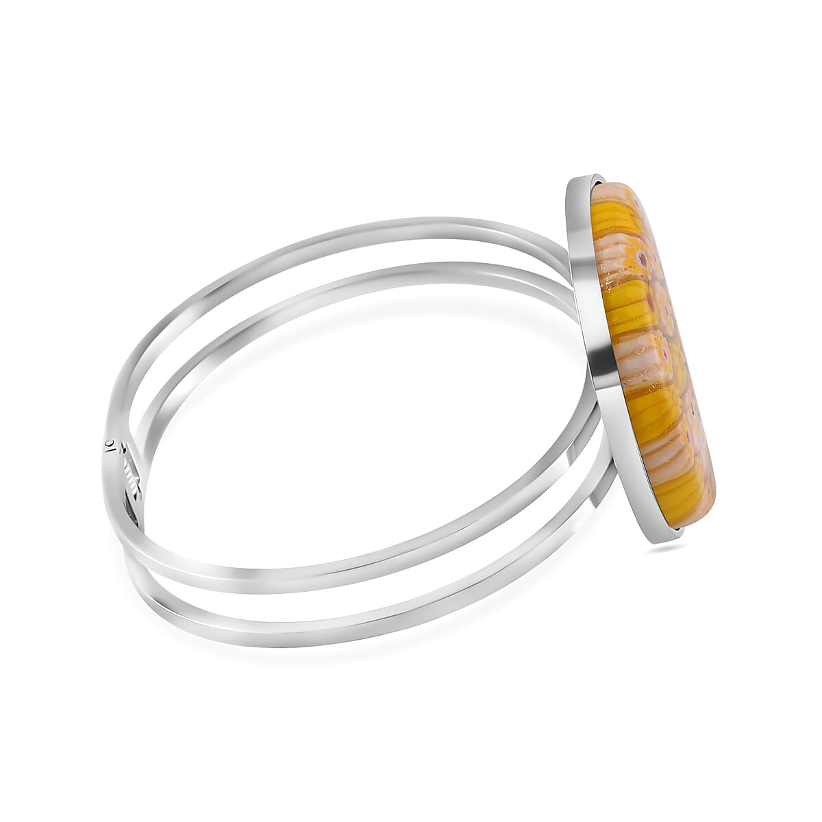 Yellow Color Murano Style Bangle Bracelet in Stainless Steel 7.50 Inches image number 2
