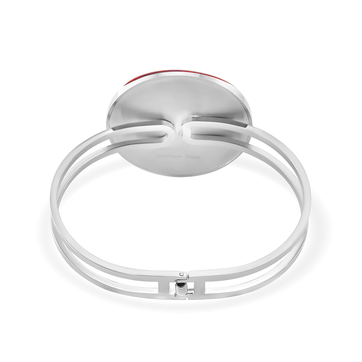 Red Color Murano Style Bangle Bracelet in Stainless Steel 7.50 Inches image number 3