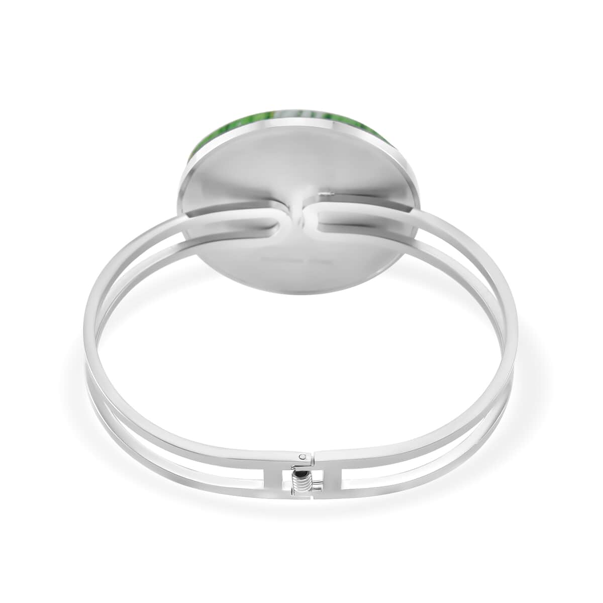 Green Color Murano Style Bangle Bracelet in Stainless Steel (6.50 In) image number 3