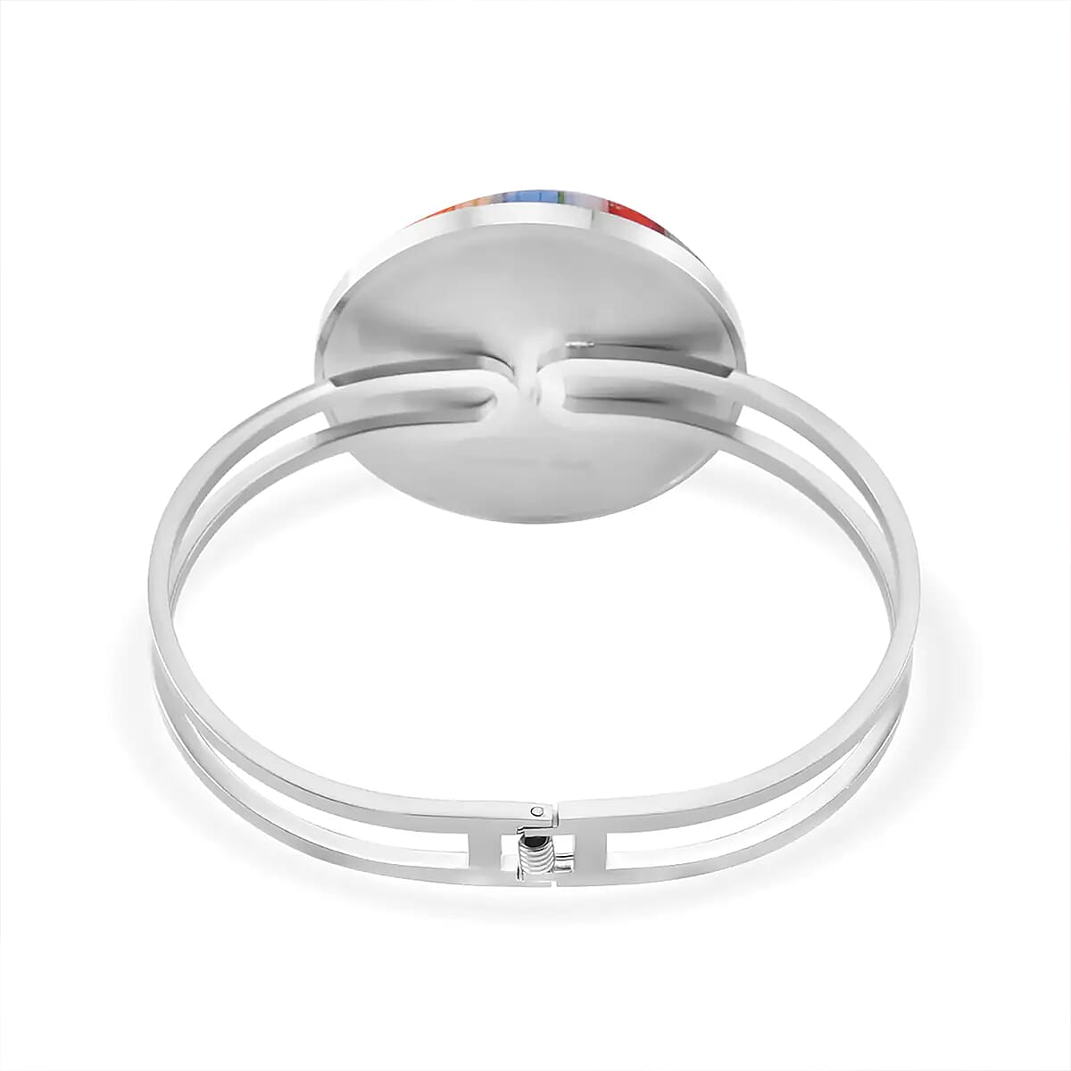 Multi Color Murano Style Bangle Bracelet in Stainless Steel (7.50 In) image number 8