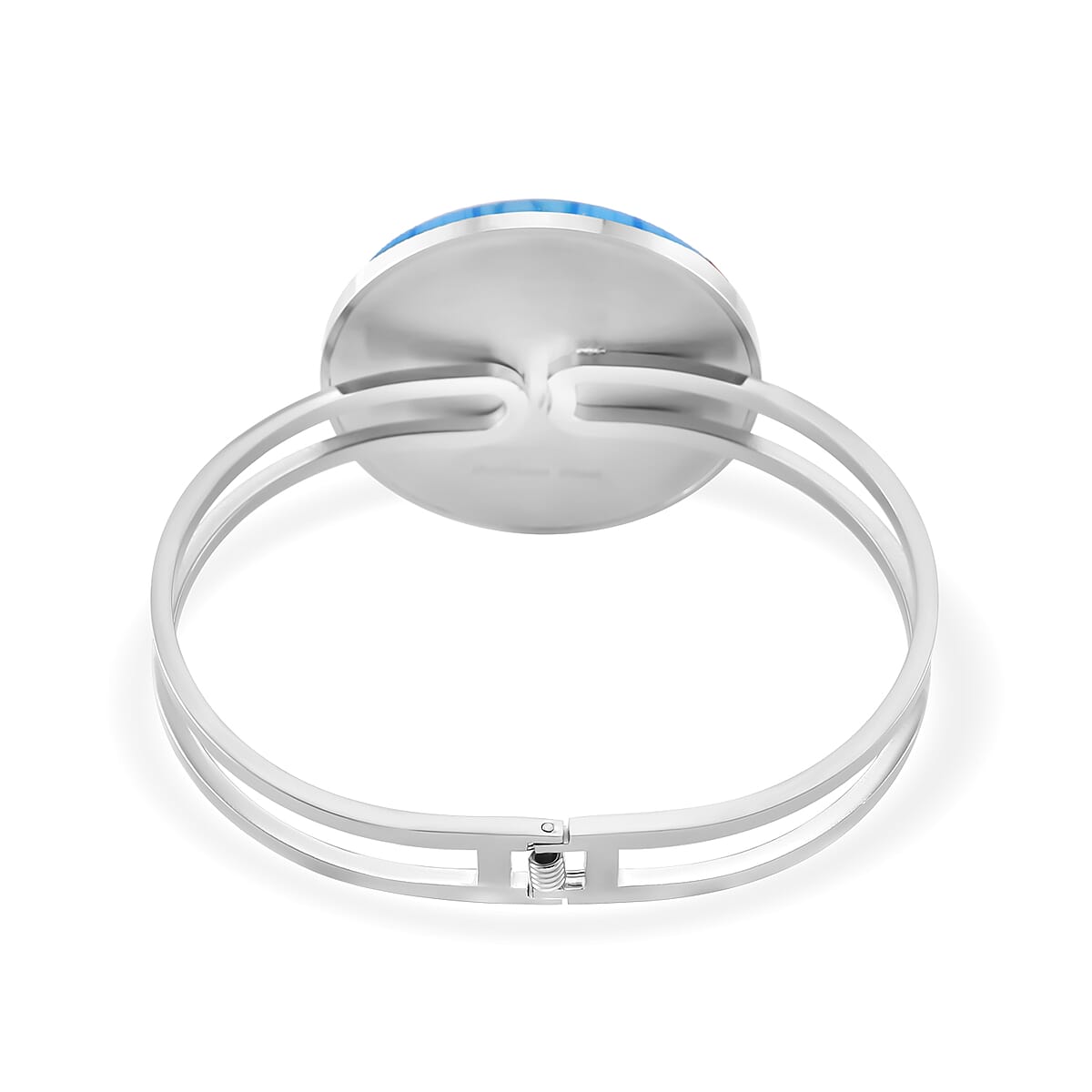 Blue Color Murano Style Bangle Bracelet in Stainless Steel 7.50 Inches image number 3
