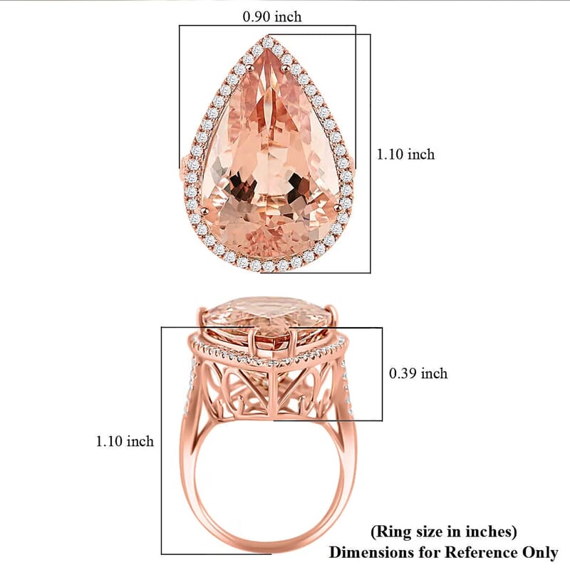 Certified & Appraised Iliana AAA Marropino Morganite and G-H SI Diamond 21.00 ctw Ring in 18K Rose Gold (Size 6.0) 7.50 Grams