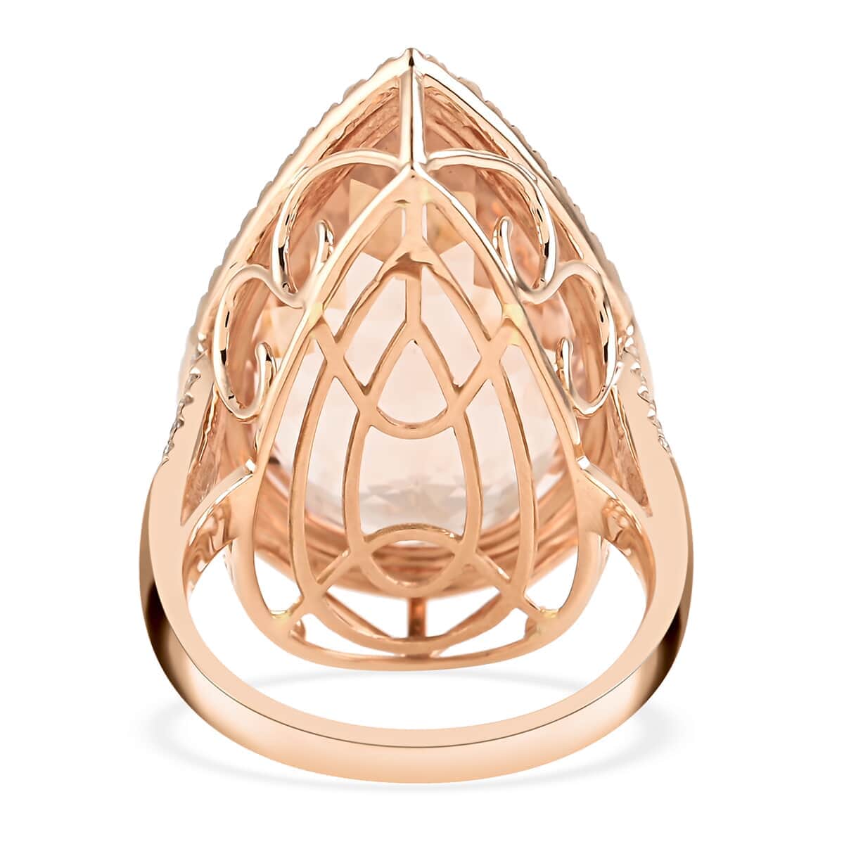 Certified & Appraised Iliana AAA Marropino Morganite and G-H SI Diamond 21.00 ctw Ring in 18K Rose Gold (Size 6.5) 7.50 Grams image number 4